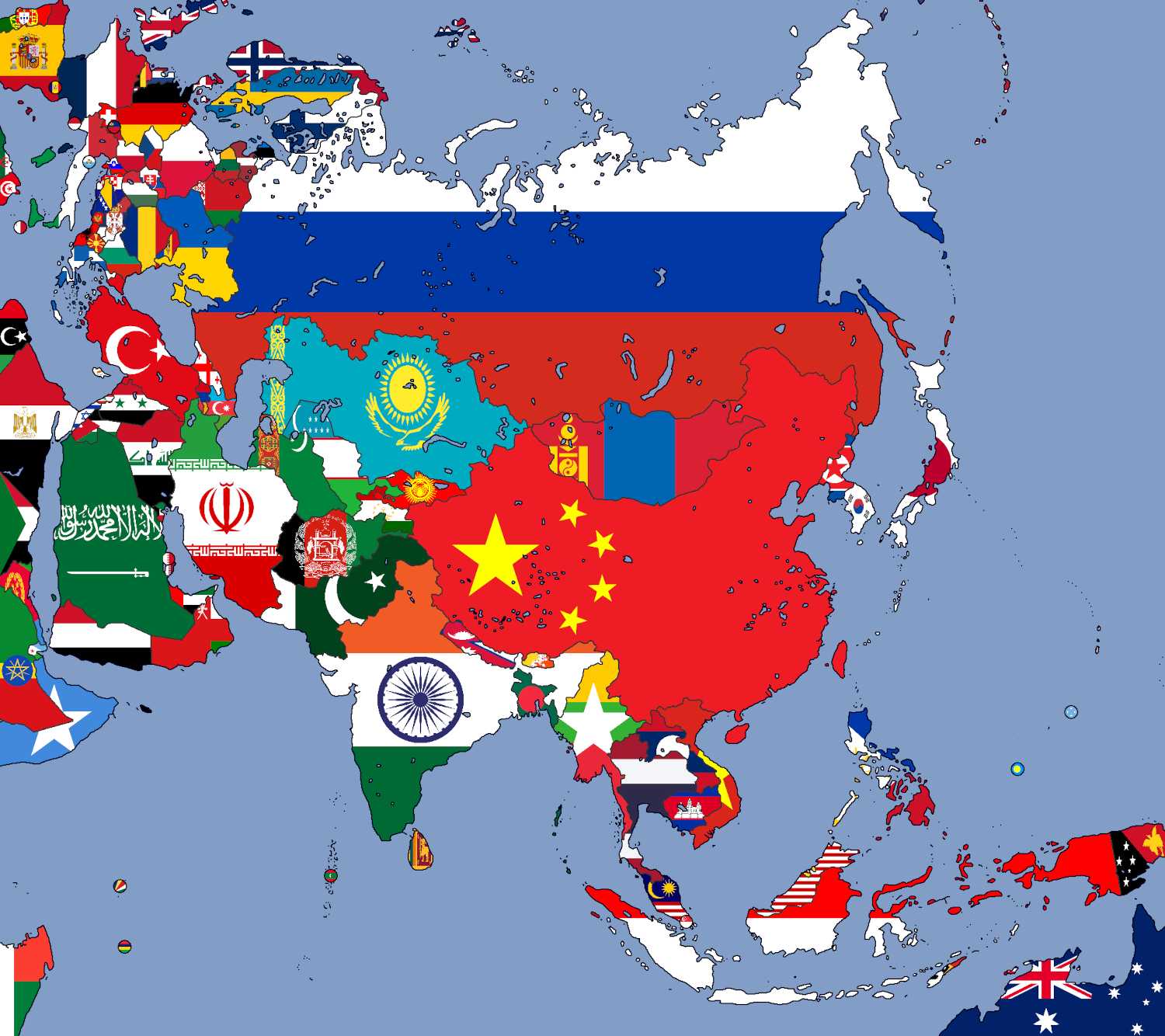 Asia Flags Map