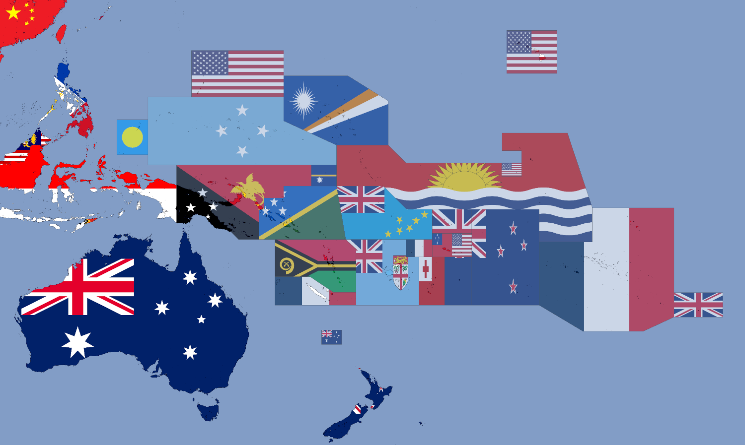 Oceania Flags Map