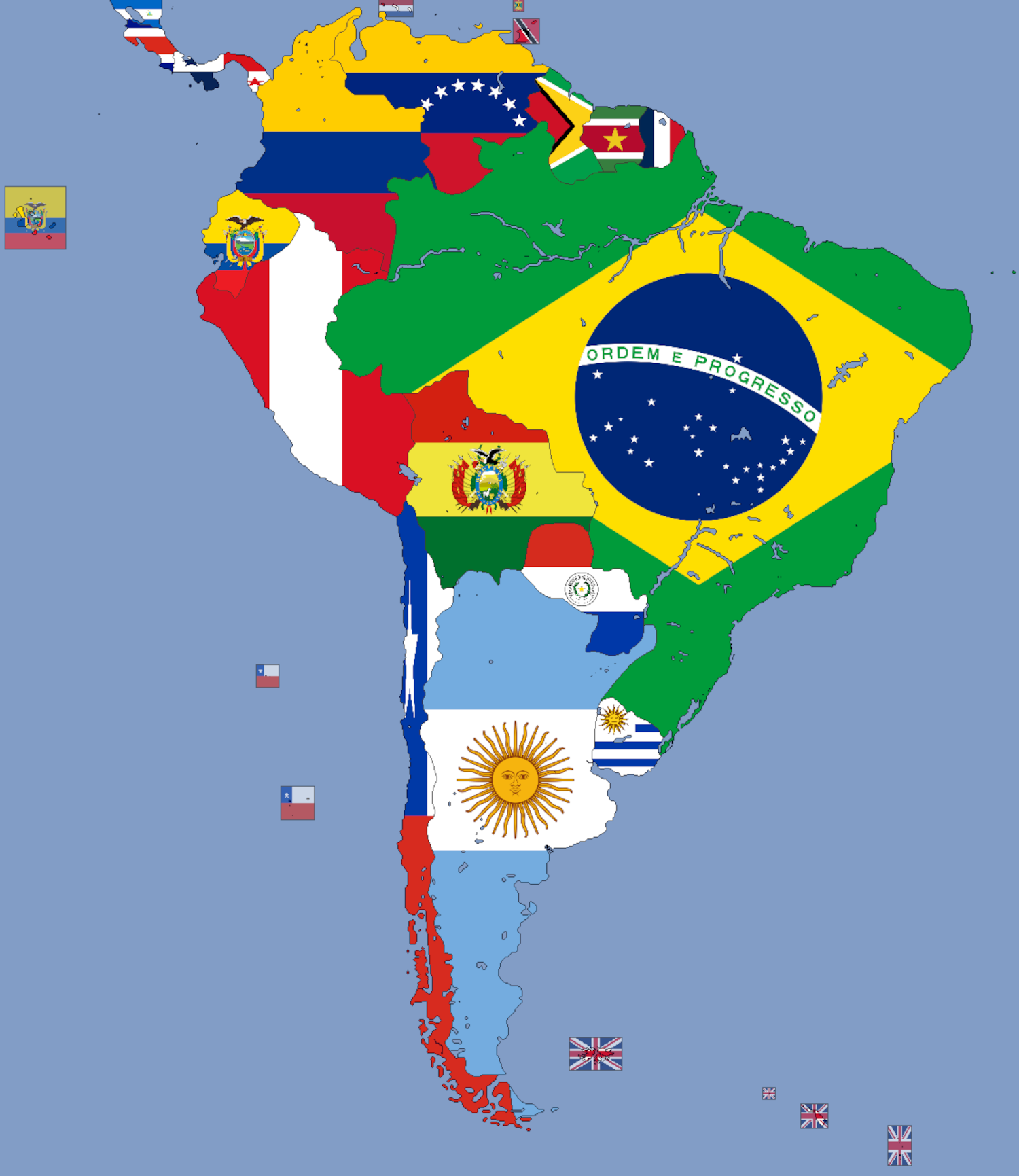 South America Flags Map