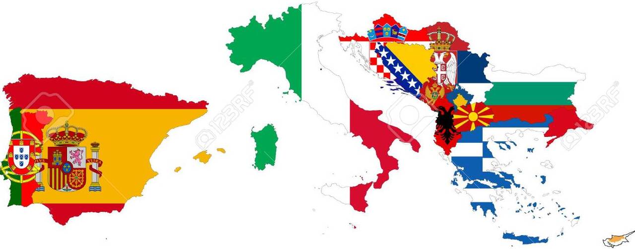 Southern Europe Flag Map